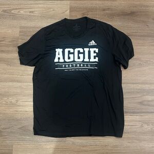 adidas Black T-Shirt with White AGGIE Football Logo